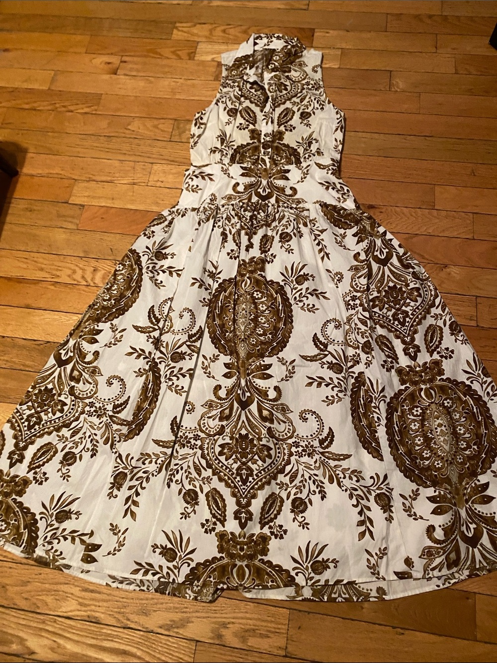 Parker White Dress with Brown Medallion Print - Picture 1 of 3